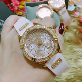  Shop Authentic Guess Frontier Diamonds Rose Gold Dial Pink Rubber Strap Watch For Women - W1160L5 - Luxxuri
