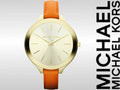  Shop Authentic Michael Kors Runway Quartz Gold Dial Orange Leather Strap Watch For Women - MK2275 - Luxxuri