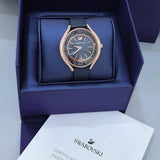  Shop Authentic Swarovski Crystalline Aura Blue Dial Blue Leather Strap Watch for Women - 5519447 - Luxxuri