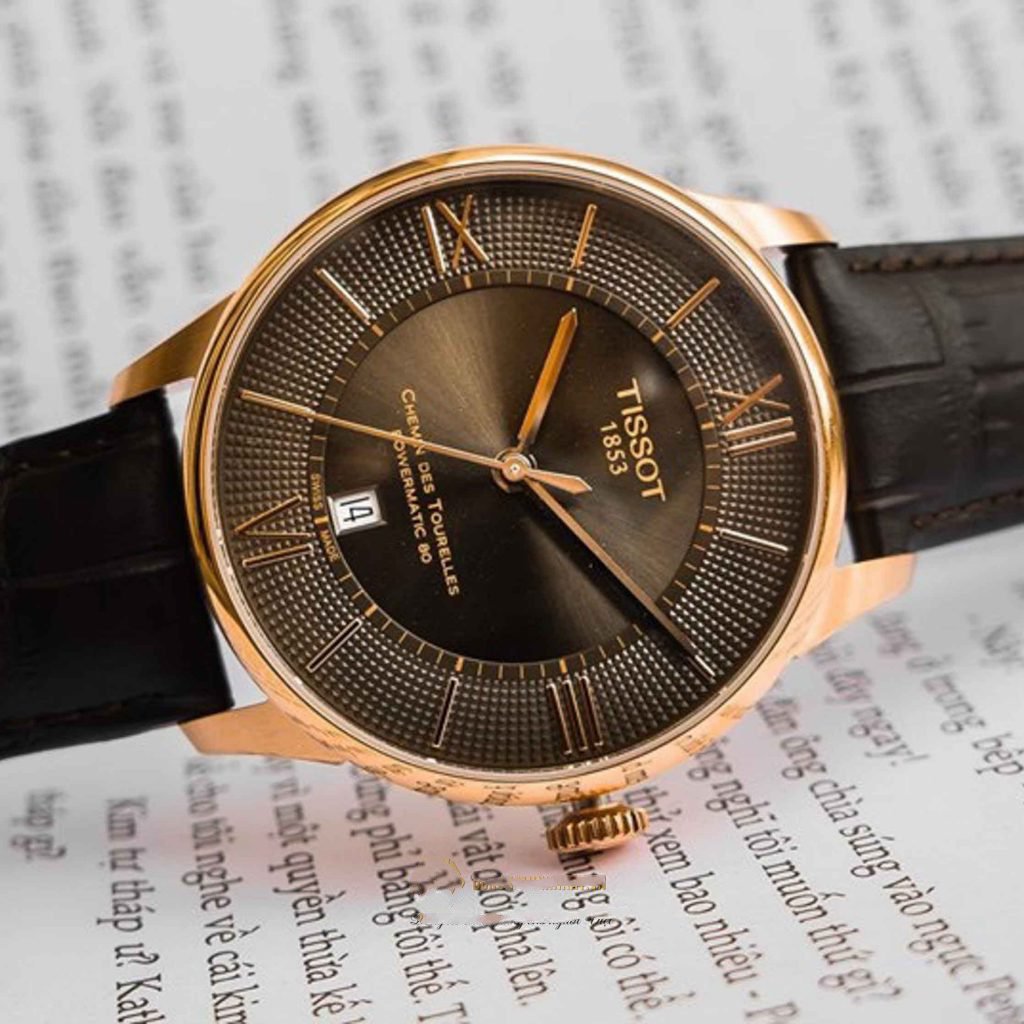 Tissot Chemin des Tourelles Powermatic 80 Brown Dial Brown Leather Strap Watch for Men - T099.407.36.448.00