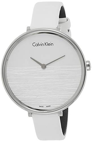  Shop Authentic Calvin Klein Rise White Grey Dial White Leather Strap Watch for Women - K7A231L6 - Luxxuri