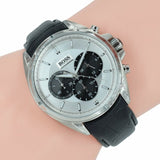  Shop Authentic Hugo Boss Driver Chronograph Quartz Silver Dial Black Leather Strap Watch For Men - 1512880 - Luxxuri