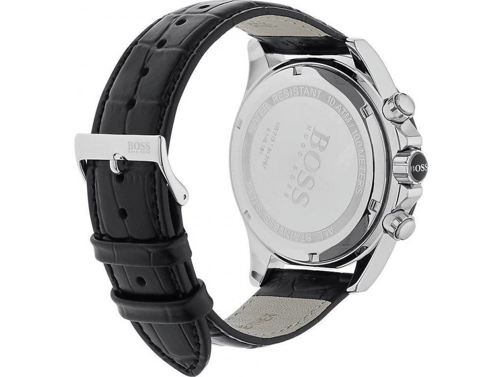  Shop Authentic Hugo Boss Ikon Grey Dial Black Leather Strap Watch for Men - 1513177 - Luxxuri