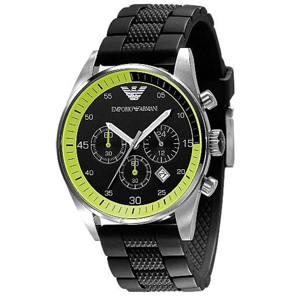  Shop Authentic Emporio Armani Chronograph Black Dial Black Rubber Strap Watch For Men - AR5865 - Luxxuri