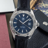 Shop Authentic Tag Heuer Aquaracer Quartz Blue Dial Black Rubber Strap Watch for Men - WAY1112.FT8021 - Luxxuri