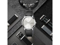  Shop Authentic Calvin Klein Minimal Silver Dial Black Leather Strap Watch for Men - K3M221CY - Luxxuri