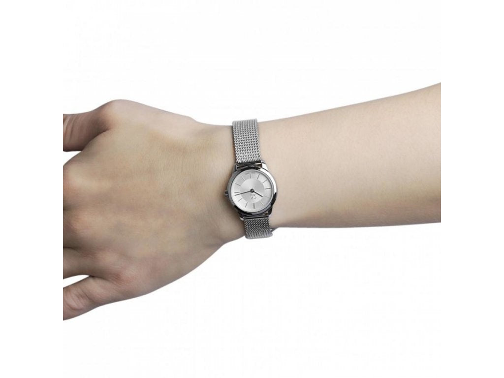  Shop Authentic Calvin Klein Minimal SIlver Dial Silver Mesh Bracelet Watch for Women - K3M221Y6 - Luxxuri