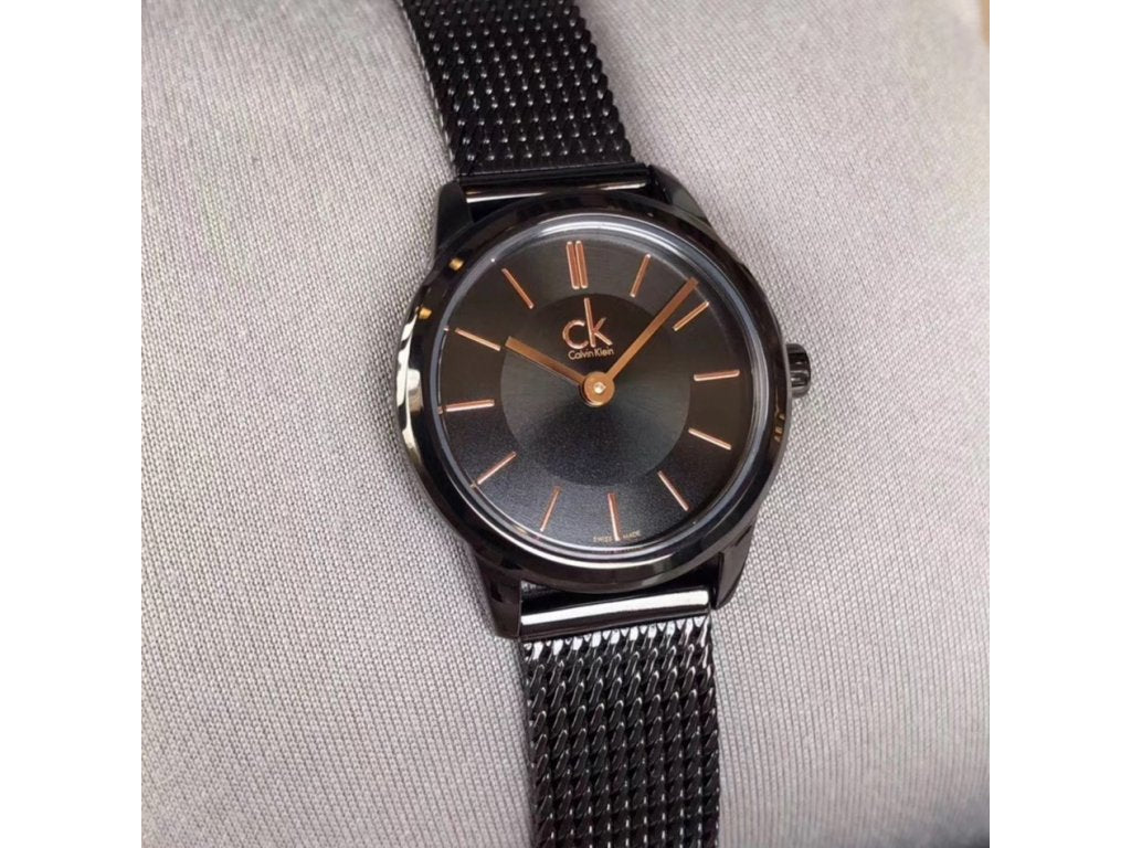  Shop Authentic Calvin Klein Minimal Black Dial Black Mesh Bracelet Watch for Women - K3M23421 - Luxxuri