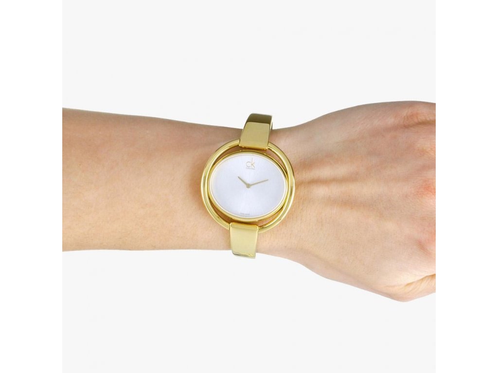  Shop Authentic Calvin Klein Impetuous White Dial Gold Steel Strap Watch for Women - K4F2N516 - Luxxuri