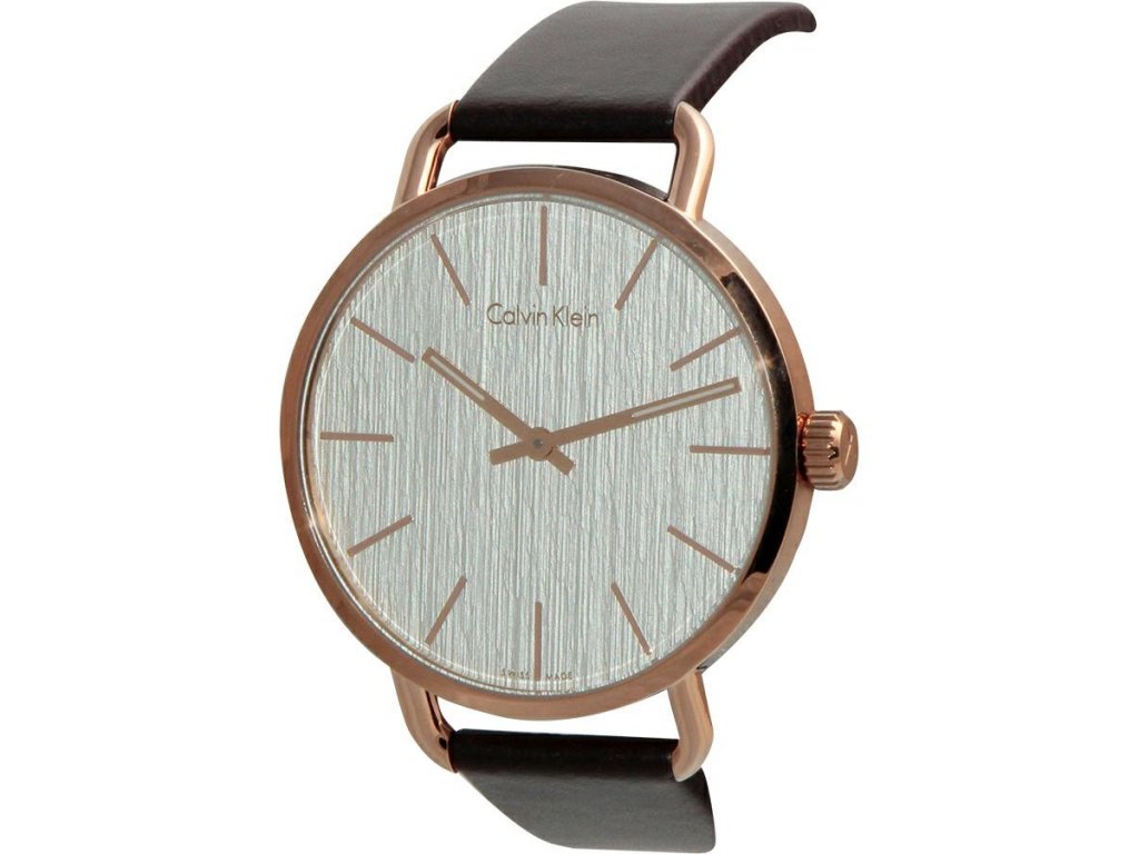  Shop Authentic Calvin Klein Even Silver Dial Brown Leather Strap Watch for Men - K7B216G6 - Luxxuri