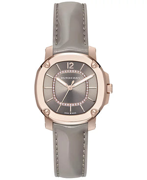  Shop Authentic Burberry Britain Diamonds Grey Dial Grey Leather Strap Watch for Women - BBY1810 - Luxxuri