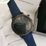  Shop Authentic Emporio Armani  Luigi Chronograph Black Dial Blue Rubber Strap Watch For Men - AR11023 - Luxxuri