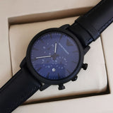  Shop Authentic Emporio Armani Luigi Analog Blue Dial Black Leather Strap Watch For Men - AR11351 - Luxxuri