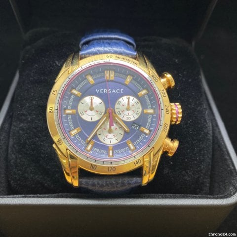  Shop Authentic Versace V-Ray Blue Chronograph Blue Dial Blue Leather Strap Watch for Men - VDB030014 - Luxxuri