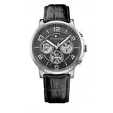  Shop Authentic Tommy Hilfiger Keagan Quartz Grey Dial Black Leather Strap Watch for Men - 1791289 - Luxxuri