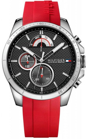  Shop Authentic Tommy Hilfiger Decker Quartz Black Dial Red Rubber Strap Watch for Men - 1791351 - Luxxuri