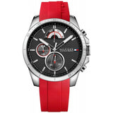  Shop Authentic Tommy Hilfiger Decker Quartz Black Dial Red Rubber Strap Watch for Men - 1791351 - Luxxuri