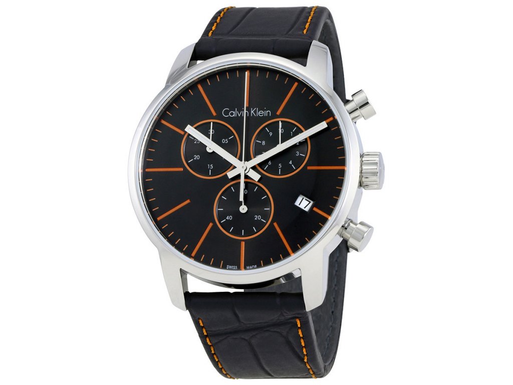  Shop Authentic Calvin Klein City Chronograph Black Dial Black Leather Strap Watch for Men - K2G271C1 - Luxxuri