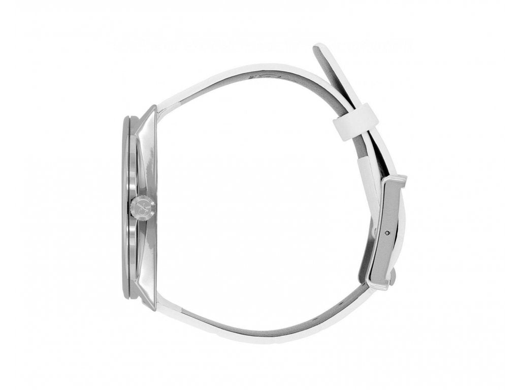  Shop Authentic Calvin Klein Accent Silver Dial White Leather Strap Watch for Women - K2Y211K6 - Luxxuri