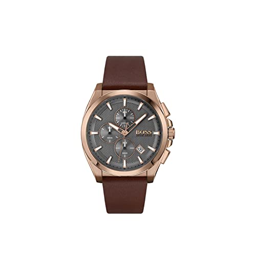  Shop Authentic Hugo Boss Grandmaster Grey Dial Brown Leather Strap Watch for Men - 1513882 - Luxxuri