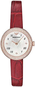  Shop Authentic Emporio Armani Rosa Two Hand White Dial Red Leather Strap Watch For Women - AR11357 - Luxxuri
