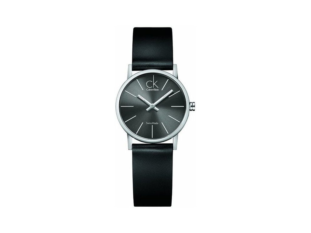  Shop Authentic Calvin Klein Minimal Black Dial Black Leather Strap Watch for Women - K7622107 - Luxxuri