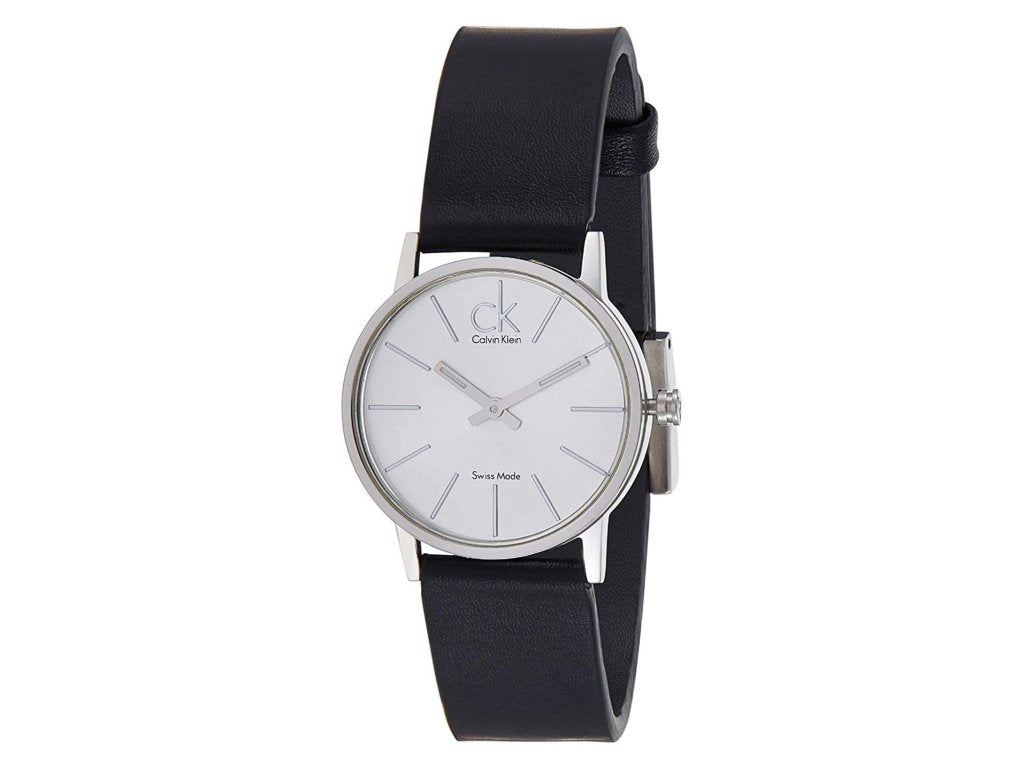  Shop Authentic Calvin Klein Post Minimal Silver Dial Black Leather Strap Watch for Men - K7622185 - Luxxuri