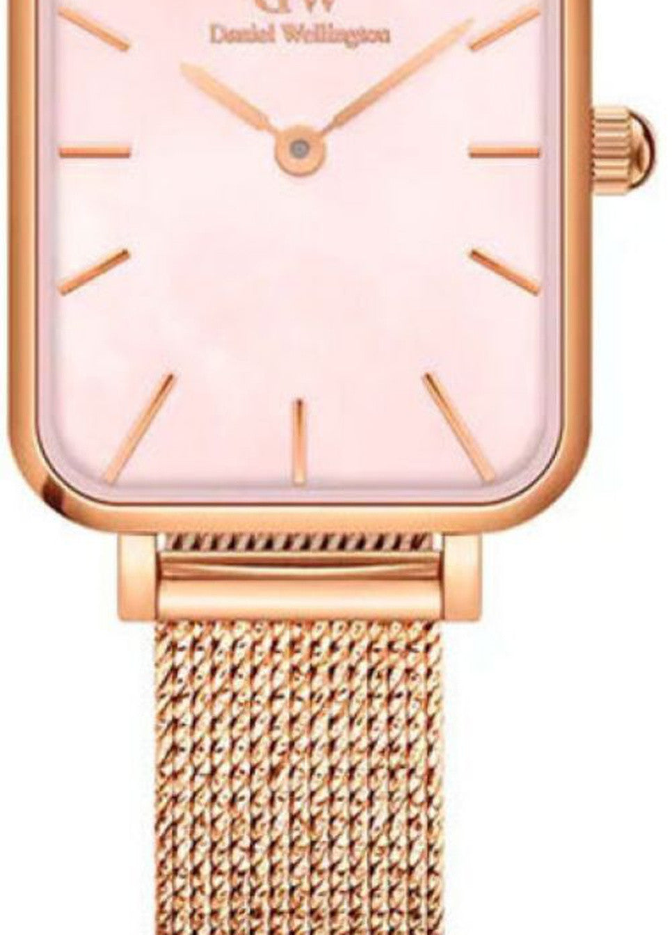  Shop Authentic Daniel Wellington Quadro Pressed Melrose Pink Dial Pink Mesh Bracelet Watch For Women - DW00100510 - Luxxuri
