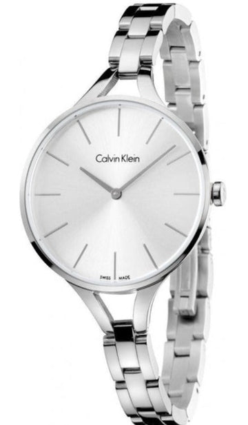 Shop Authentic Calvin Klein Graphic White Dial Silver Steel Strap Watch for Women - K7E23146 - Luxxuri
