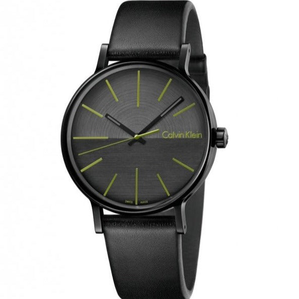  Shop Authentic Calvin Klein Boost Black Dial Black Leather Strap Watch for Men - K7Y214CL - Luxxuri