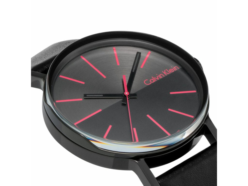  Shop Authentic Calvin Klein Boost Black Dial Black Leather Strap Watch for Men - K7Y214CY - Luxxuri
