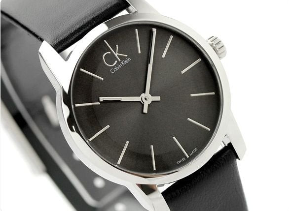  Shop Authentic Calvin Klein City Black Dial Black Leather Strap Watch For Women - K2G23107 - Luxxuri