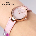 Coach Hayley Mother of Pearl Pink Dial Pink Leather Strap Watch for Women - 14503537