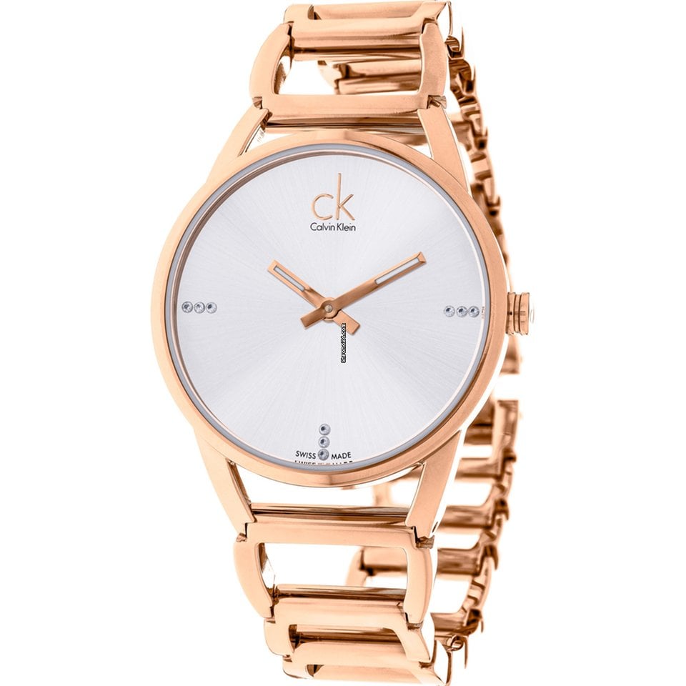  Shop Authentic Calvin Klein Stately White Dial Gold Steel Strap Watch for Women - K3G2362W - Luxxuri