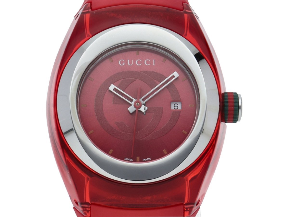  Shop Authentic Gucci Sync Quartz Red Dial Red Rubber Strap Watch For Women - YA137303 - Luxxuri