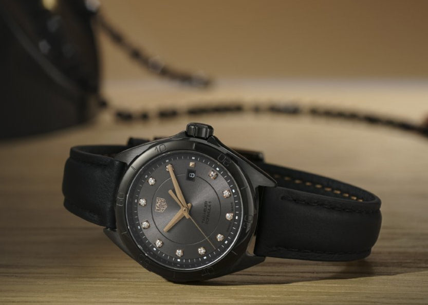  Shop Authentic Tag Heuer Formula 1 Quartz Black Dial Black Leather Strap Watch for Women - WBJ1314.FC8230 - Luxxuri