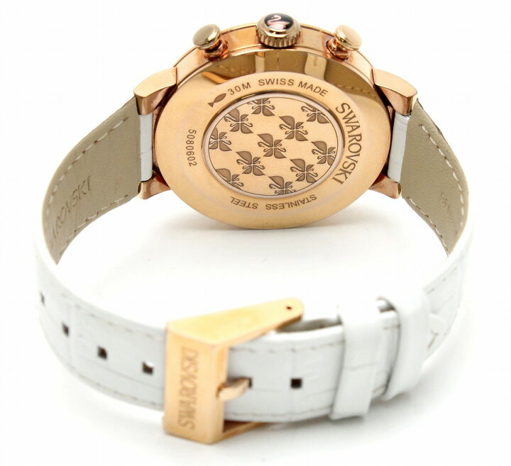  Shop Authentic Swarovski Citra Sphere Chrono White Dial White Leather Strap Watch for Women - 5080602 - Luxxuri