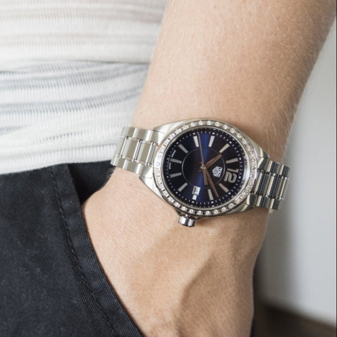  Shop Authentic Tag Heuer Formula 1 Diamonds Blue Dial Silver Steel Strap Watch for Women - WBJ1416.BA0664 - Luxxuri
