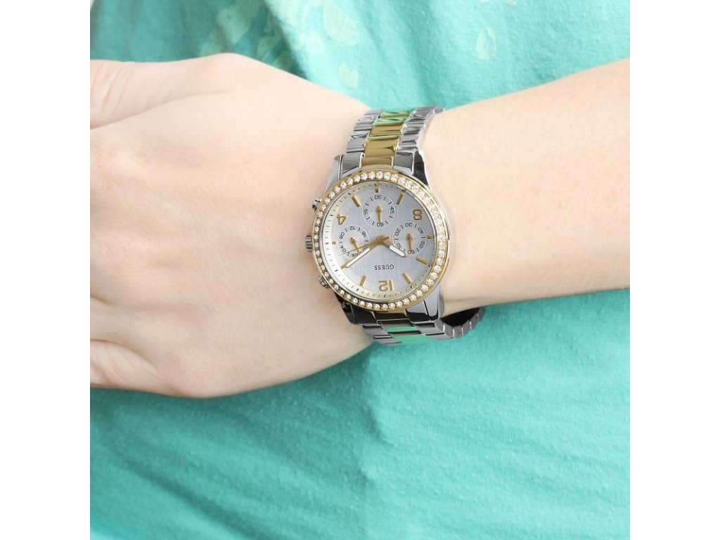  Shop Authentic Guess Mini Spectrum Analog Silver Dial Two Tone Steel Strap Watch For Women - W0122L2 - Luxxuri