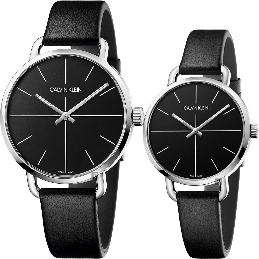  Shop Authentic Calvin Klein Even Black Dial Black Leather Strap Watch for Women  - K7B231CZ - Luxxuri