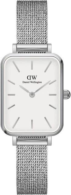  Shop Authentic Daniel Wellington Quadro Sterling White Dial Silver Mesh Strap Watch For Women - DW00100438 - Luxxuri