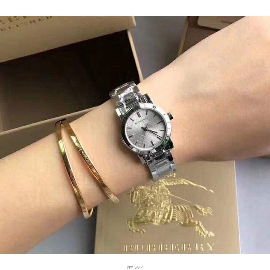  Shop Authentic Burberry The City Diamonds Silver Dial Silver Steel Strap Watch for Women - BU9229 - Luxxuri