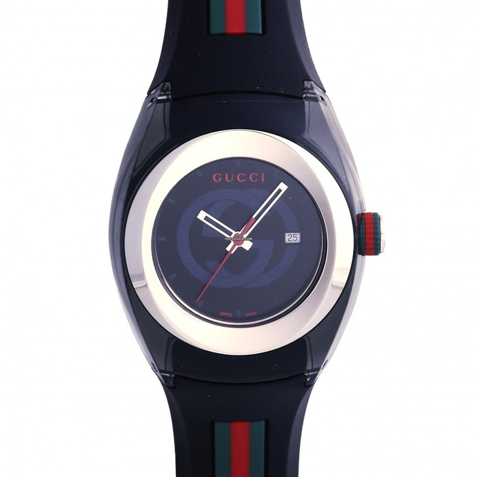  Shop Authentic Gucci Sync Quartz Black Dial Black Rubber Strap Watch For Men - YA137301 - Luxxuri
