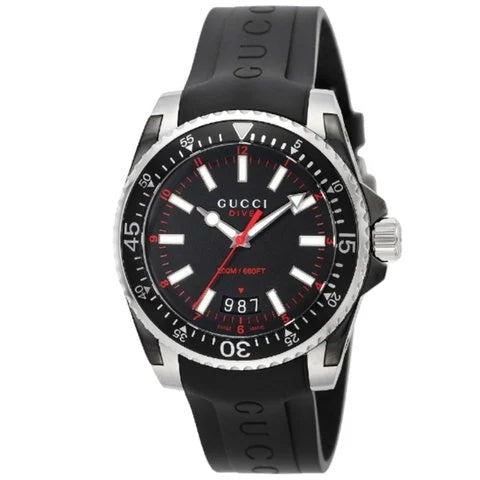  Shop Authentic Gucci Dive Quartz Black Dial Black Rubber Strap Watch For Men - YA136303 - Luxxuri