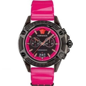  Shop Authentic Versace Icon Active Chronograph Quartz Black Dial Pink Rubber Strap Watch For Men - VEZ700221 - Luxxuri