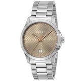  Shop Authentic Gucci G Timeless Quartz Brown Dial Silver Steel Strap Watch for Men - YA126317 - Luxxuri