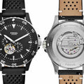  Shop Authentic Fossil Crewmaster Sports Automatic Black Dial Black Leather Strap Watch for Men - ME3148 - Luxxuri