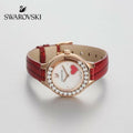  Shop Authentic Swarovski Lovely Crystals Analog White Dial Red Leather Strap Watch for Women - 5297584 - Luxxuri