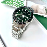  Shop Authentic Seiko Presage Sharp Edged Series GMT Green Dial Silver Steel Strap Watch For Men - SPB219J1 - Luxxuri