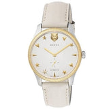  Shop Authentic Gucci G Timeless Automatic Silver Dial Beige Leather Strap Watch For Men - YA126348 - Luxxuri